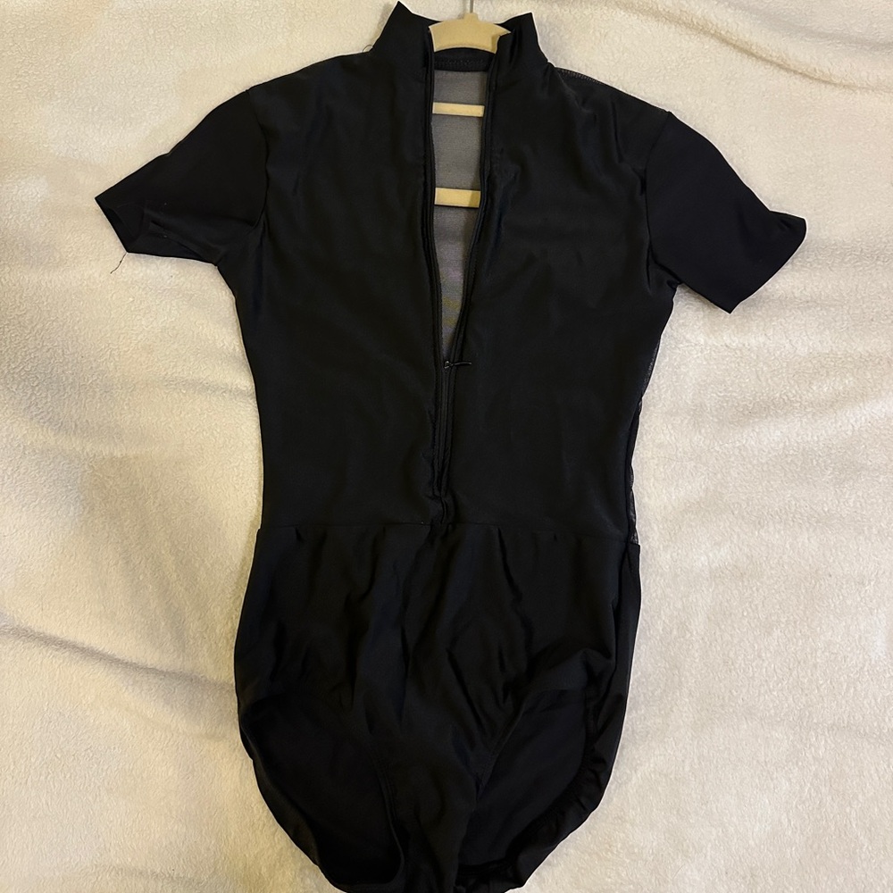 Patrick J. Black with Mesh Back and Half Sleeve Leotard, Adult Small